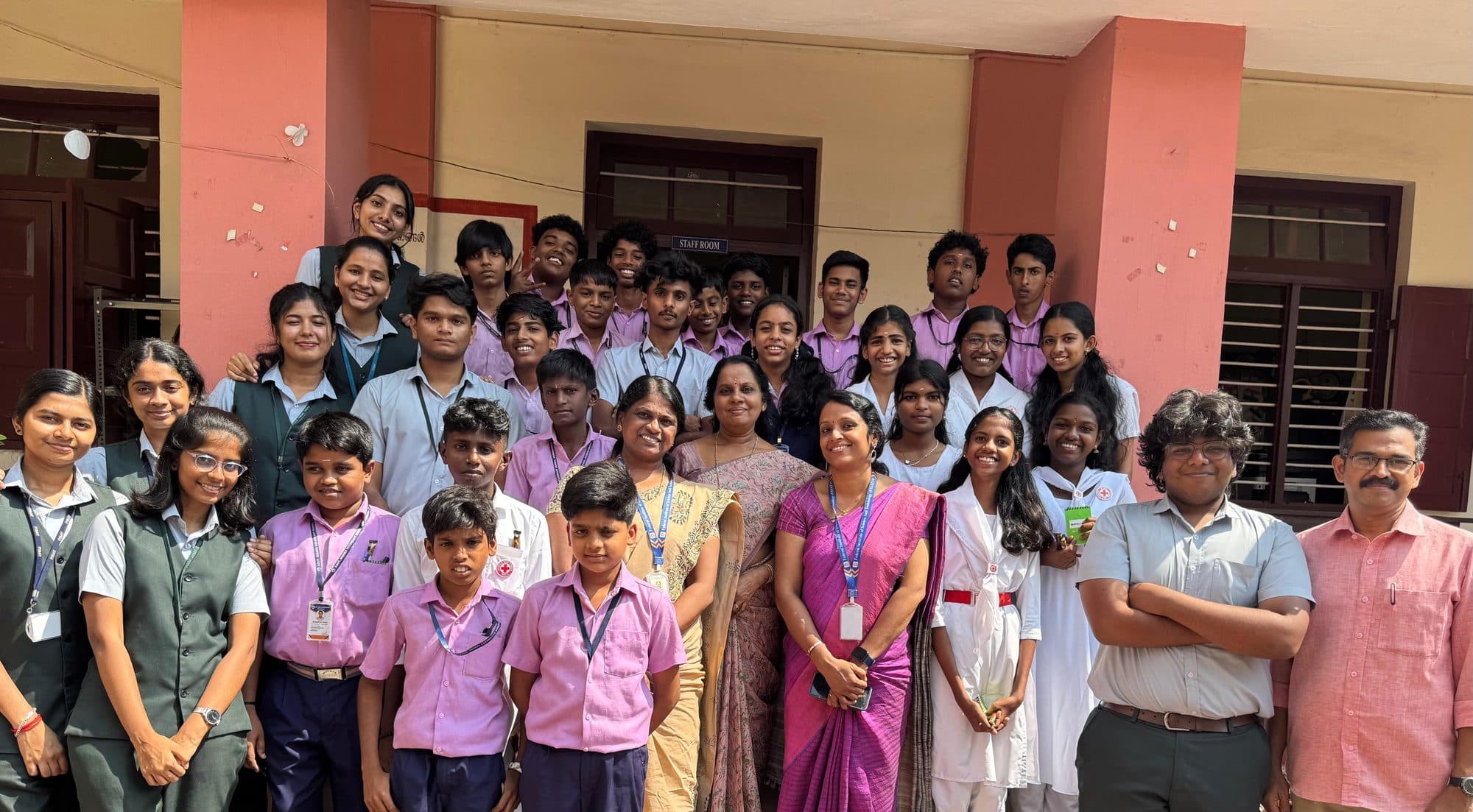 Group photo of students and facilitators during Hour of Code