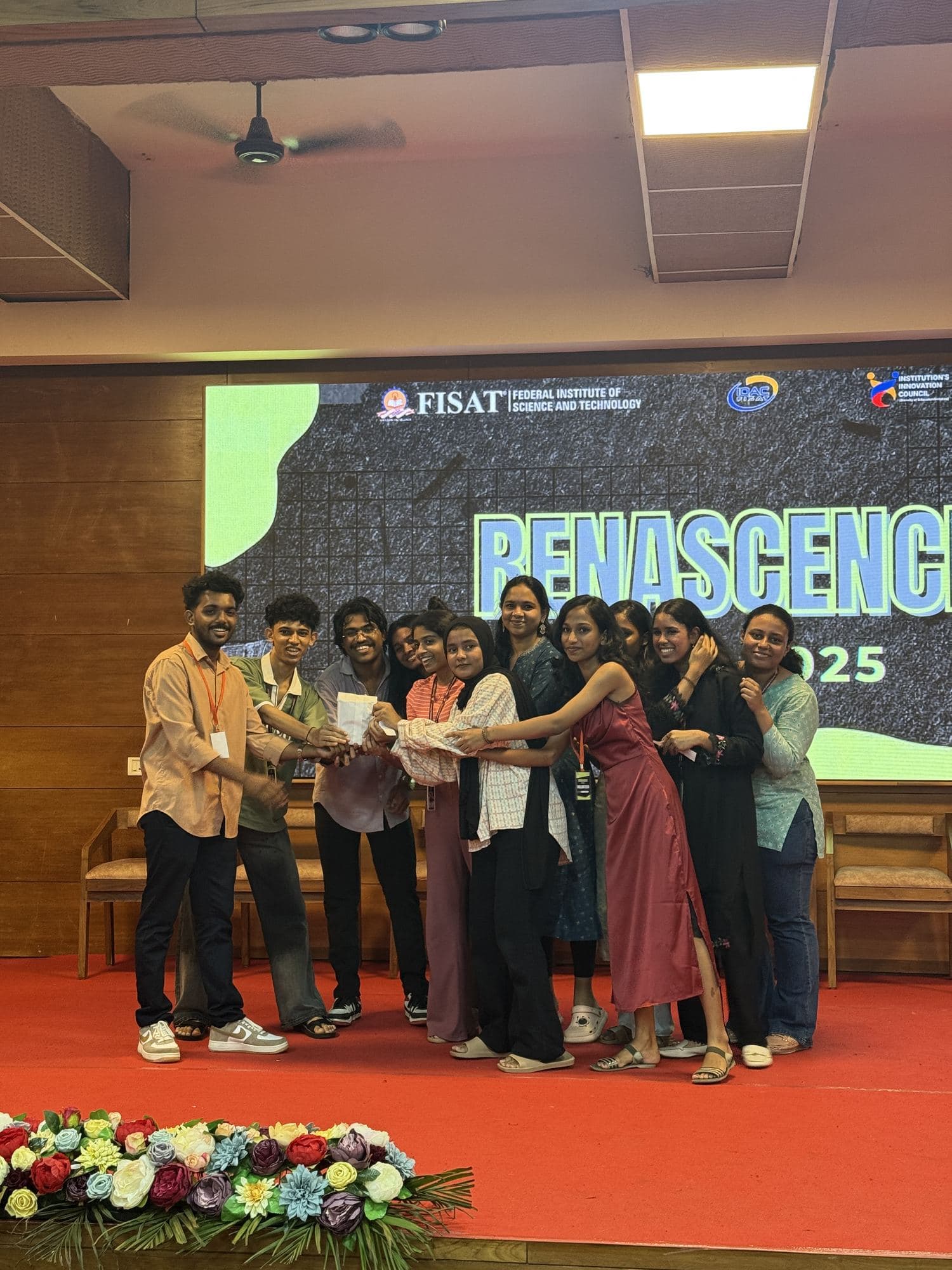 Participants and organizers on stage during Renascence
